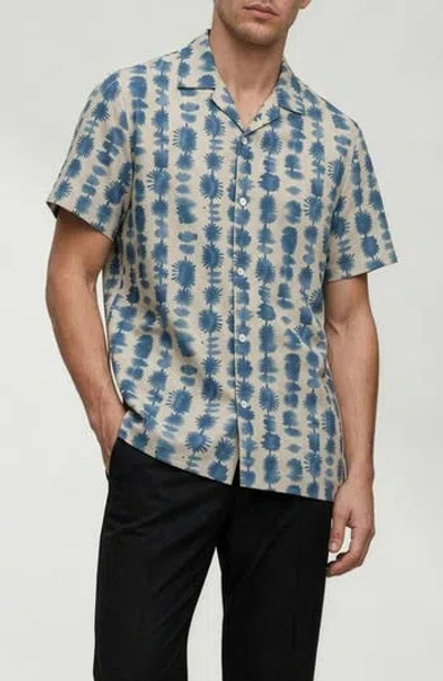 Noize Alex Printed Camp Shirt In Blue