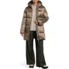 Noize Alicia Water Resistant Hooded Parka Puffer Jacket In Brown