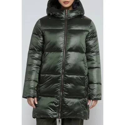 Noize Alicia Water Resistant Hooded Parka Puffer Jacket In Green