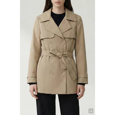 Noize Amina Tie Waist Water Repellent Coat In Sand