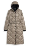 Noize Amiyah Belted Diamond Quilt Longline Jacket In Mocha