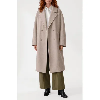 Noize Ariane Double Breasted Coat In Neutral