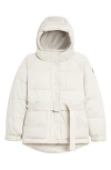 Noize Belted Oversize Hooded Puffer Coat In Neutral