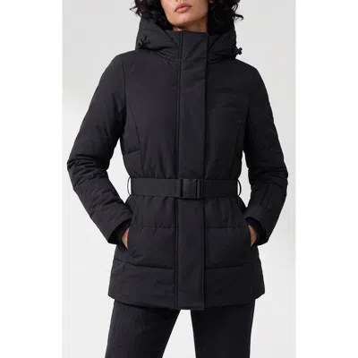 Noize Blanca Hooded Belted Puffer Coat In Black