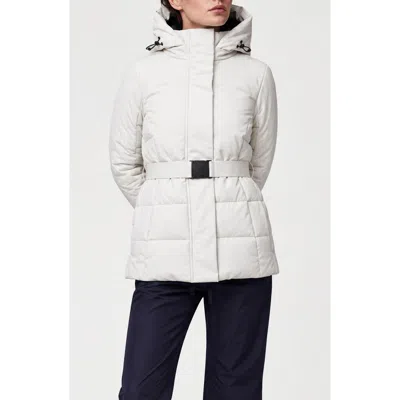 Noize Blanca Hooded Belted Puffer Coat In Cloud