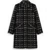 Noize Bouclé Longline Coat In Black