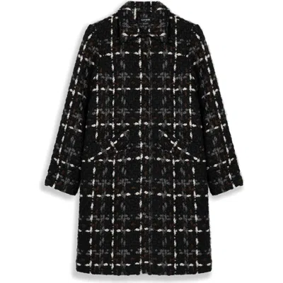 Noize Bouclé Longline Coat In Black