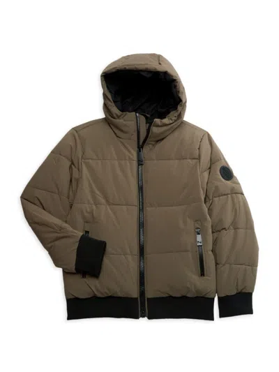 Noize Kids'  Boy's Hooded Bomber Jacket In Mocha