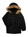 Noize Kids'  Boy's Hooded Faux Fur Trim Puffer Jacket In Black