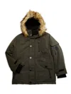 Noize Boy's Hooded Faux Fur Trim Puffer Jacket In Forest