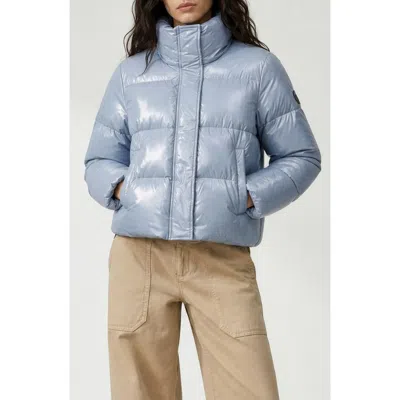 Noize Coco Crop Water Resistant Puffer Jacket In Blue