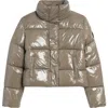Noize Coco Crop Water Resistant Puffer Jacket In Brown