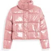 Noize Coco Crop Water Resistant Puffer Jacket In Rose