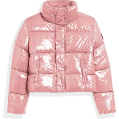 Noize Coco Crop Water Resistant Puffer Jacket In Rose