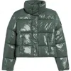Noize Coco Crop Water Resistant Puffer Jacket In Sage Leaf
