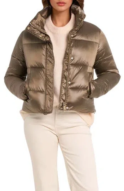 Noize Coco-el Water Resistant Crop Puffer Jacket In Brown