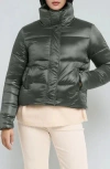 Noize Coco-el Water Resistant Crop Puffer Jacket In Green
