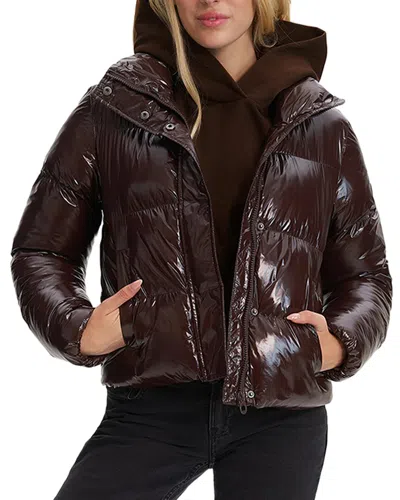 Noize Coco Puffer Short Coat In Burgundy
