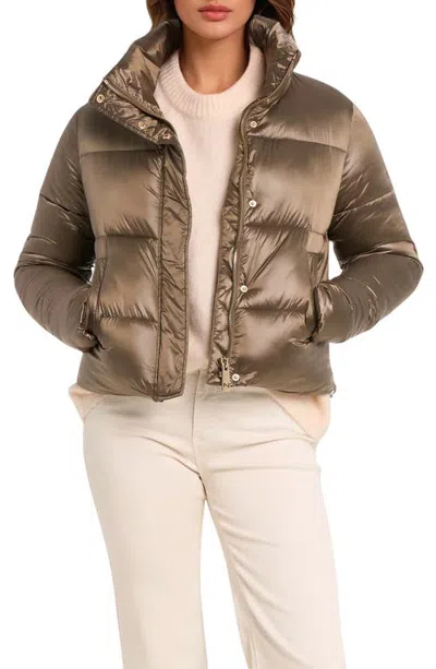 Noize Coco-el Water Resistant Crop Puffer Jacket In Green