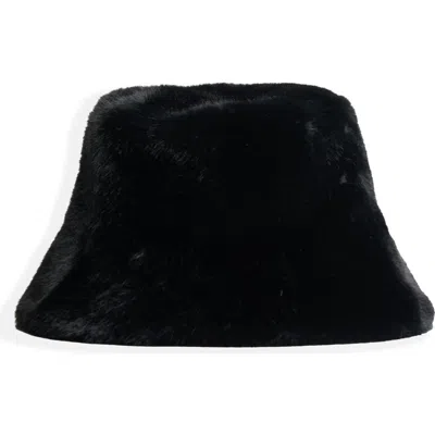 Noize Cora Faux Fur Bucket Hat In Black