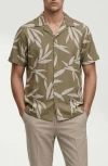 Noize Corey Leaf Print Camp Shirt In Multi