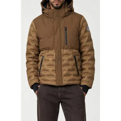 Noize Dawson Mixed Media Hooded Puffer Jacket In Copper