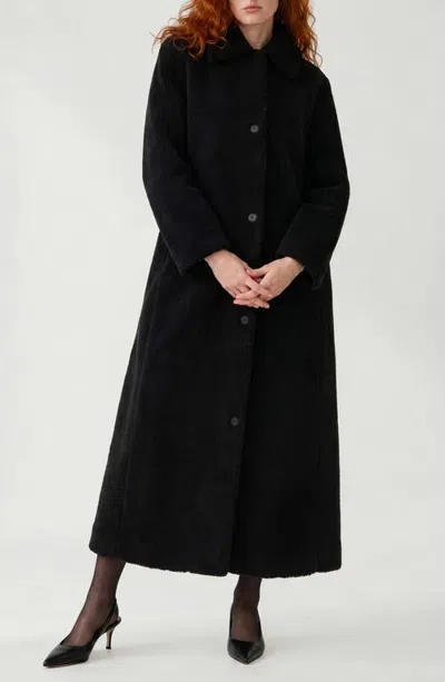 Noize Elise Faux Fur Longline Coat In Black