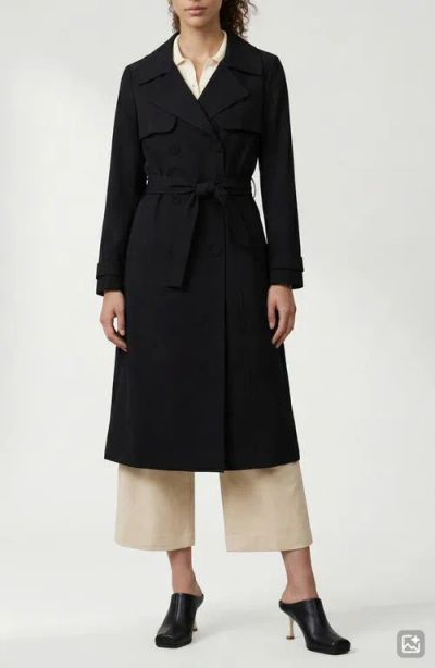 Noize Evelin Tie Waist Water Repellent Coat In Black
