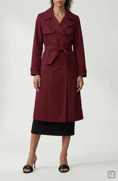 Noize Evelin Tie Waist Water Repellent Coat In Red