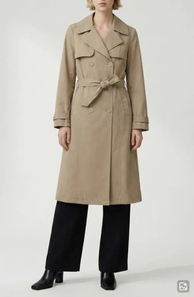 Noize Evelin Tie Waist Water Repellent Coat In Sand