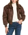 Noize Fannie Cropped Faux-suede Bomber Jacket In Brown