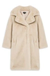 Noize Faux Fur Longline Coat In Brown