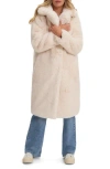 Noize Faux Fur Longline Coat In Ivory
