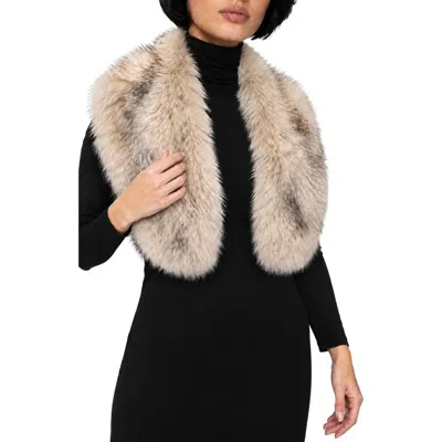 Noize Faux Fur Wrap Scarf In Beige