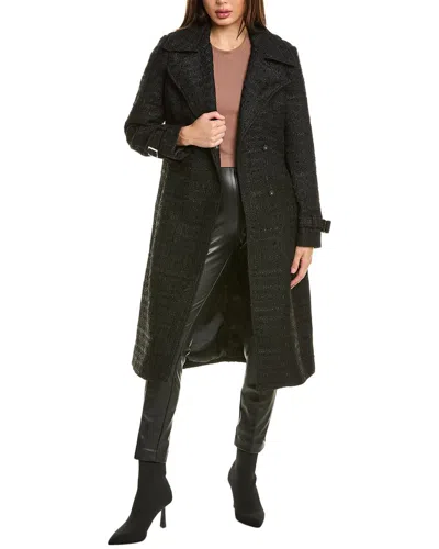 Noize Francie-s Long Trench Coat In Black