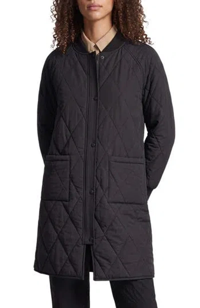 Noize Francine Long Quilted Jacket In Black