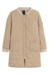 Noize Francine Long Quilted Jacket In Neutral
