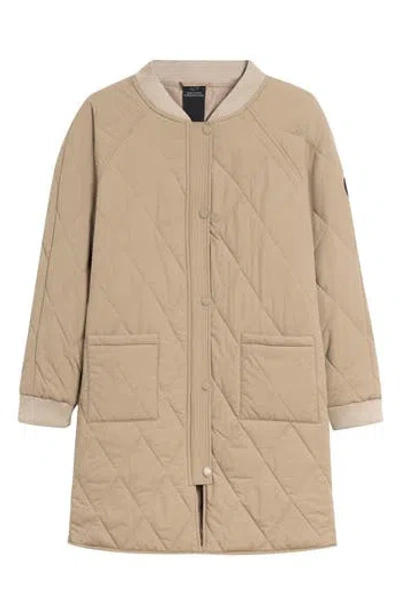 Noize Francine Long Quilted Jacket In Neutral