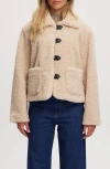 Noize Frieda Faux Shearling Jacket In White