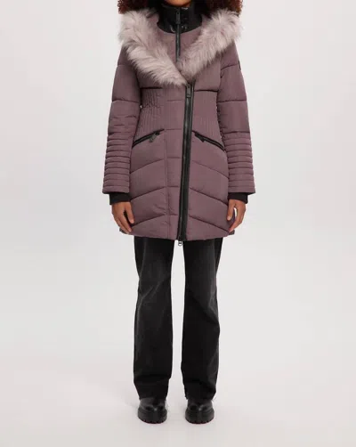 Noize Gigi Mid Length Parka Jacket In Plum In Purple