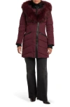Noize Gigi Vegan Faux Fur Trim Quilted Parka In Red