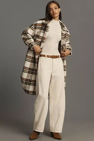 Noize Greta Long Shirt Jacket In Multicolor