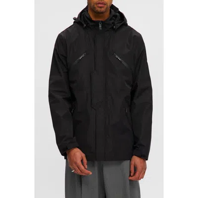 Noize Hooded Windbreaker In Black