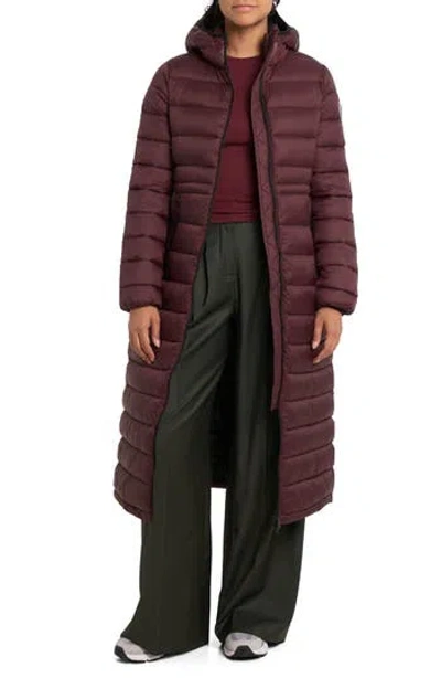 Noize Ivy Lightweight Long Puffer Coat In Porto