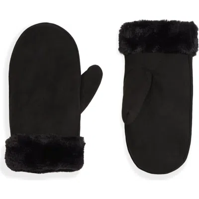 Noize Jani Faux Suede Mittens In Black
