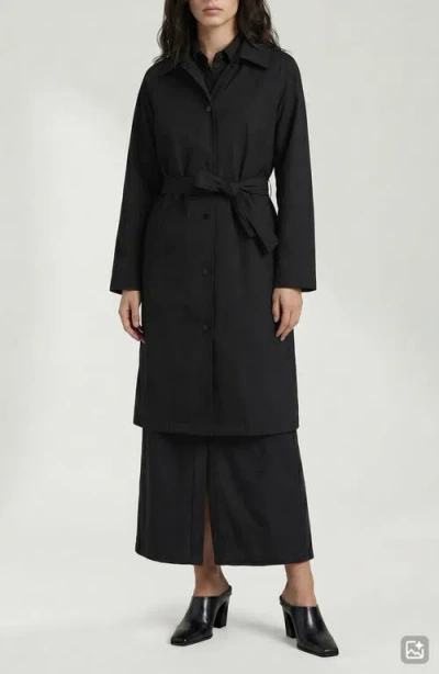 Noize Janice Tie Waist Water Repellent Coat In Black