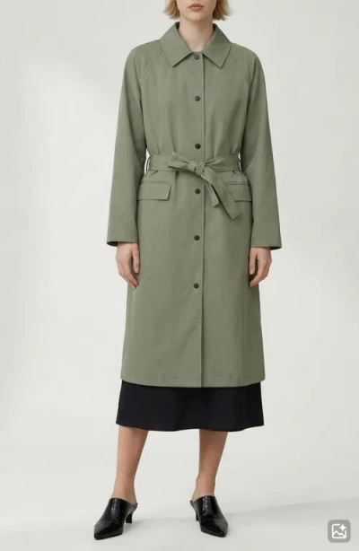 Noize Janice Tie Waist Water Repellent Coat In Green