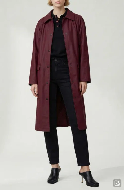 Noize Janice Tie Waist Water Repellent Coat In Red