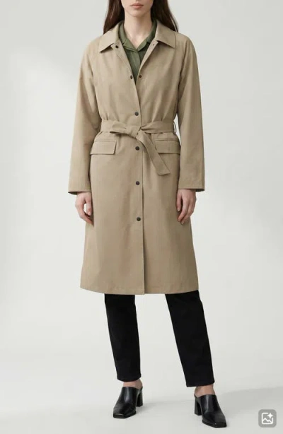 Noize Janice Tie Waist Water Repellent Coat In Sand