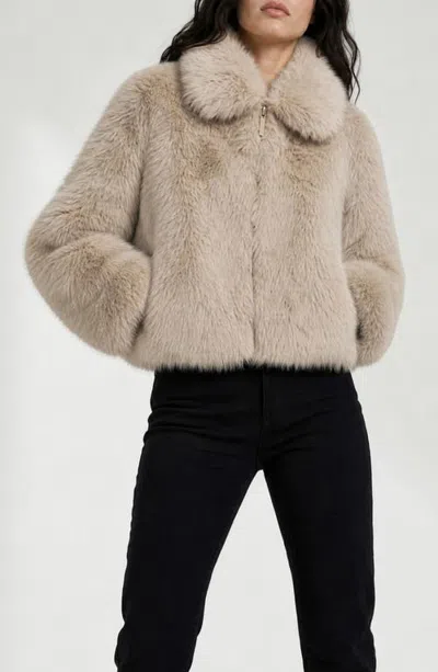 Noize Juliet Faux Fur Jacket In Beige